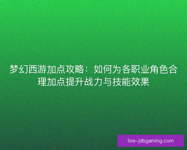 梦幻西游加点攻略：如何为各职业角色合理加点提升战力与技能效果